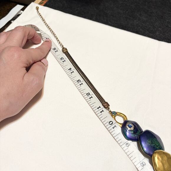 Chicos Iridescent Enamel Statement Necklace Artsy Indie Mermaidcore Avantgarde - Picture 10 of 11